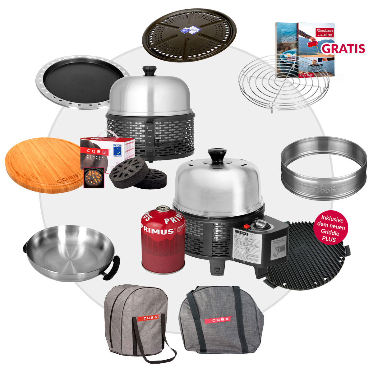 COBB RADIO 21 Special Edition - Das exklusive Cobb Grill-Duo Gas & Holzkohle mit 12-teiligem Premium-Zubehör von Cobb
