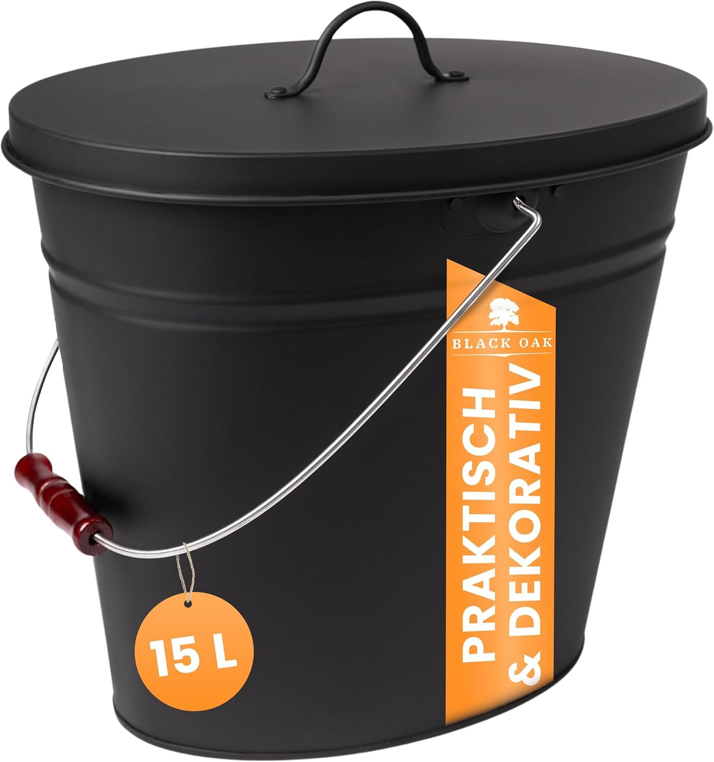 BLACK OAK Asche & Kohle Eimer Vesuvio schwarz 15 Liter von BLACK OAK